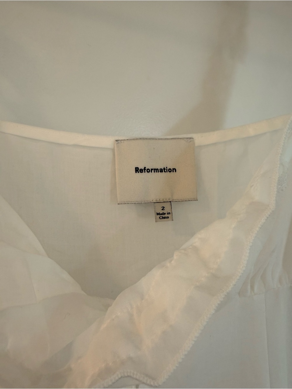 Reformation White Lace-Trim Button-Front Eveline Top - Picture 6 of 12
